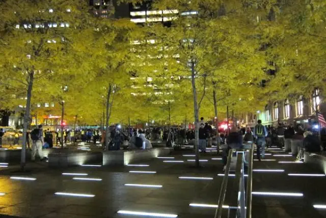 The lights are now on at Zuccotti Park